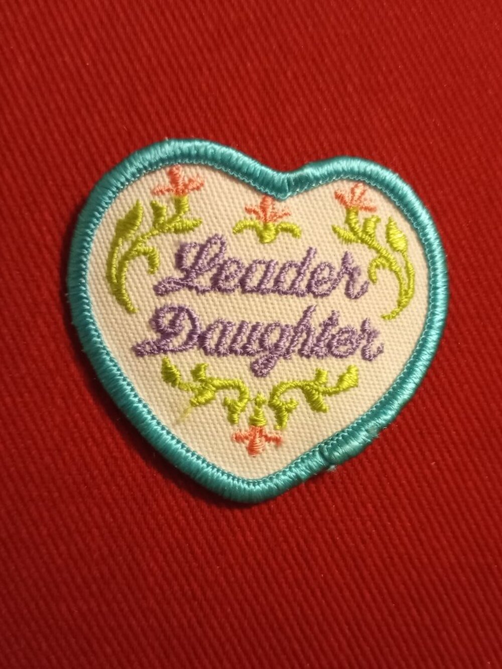 Leader Daughter Girl Scouts embroidered heart shaped patch applique